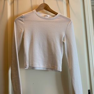 White waffle long sleeve shirt